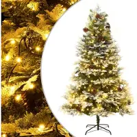 Prolenta Maison Exclusive - Kerstboom met verlichting en kegeltjes, groen, 195 cm