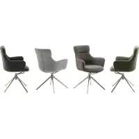 MCA PELION 4-pootstoel met armleuningen roestvrij staal/stoffen bekleding 360° draaibaar 2 stuks