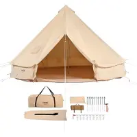 Vevor Bell Tent 3 x 2 m Yurt Tent TC Katoen en stevige ijzeren stokken met een PVC grondzeil Campingtent Familietent 8 ramen Groepstent voor buitenavonturen