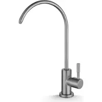 Aquafilter Waterfilter met afvoerkraan, grafiet antraciet, draaibare uitloop 360°, roestvrij staal SUS304, keramische cartridge