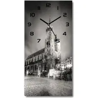 Tulup Wandklok - Krakau, Polen Wandklok Glas Met Motief - 30x60 cm - Zwart-wit Decoratieve Glazen Klok - Zwarte handen - Rechthoekige Klok - Gekleurde Glazen Klok - Glazen Klok Met Print