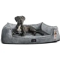 Tierlando Orthopedisch hondenbed FRANKLIN, zachte teddy stof - Hondenbank - Afmetingen: 130x100cm | Kleur: 02 Grafiet