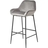 Homescapes - Eton barkruk - fluwelen barkruk met rugleuning 103cm - zilvergrijs