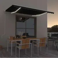Prolenta Maison Exclusive - Automatische zonnescherm met LED-verlichting en windsensor, 400x350 cm, antraciet