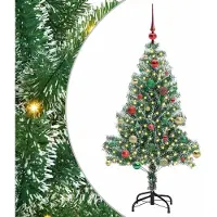 Syfax Kunstmatige Kerstboom Sneeuw Gevlochten met LED Licht 150 cm