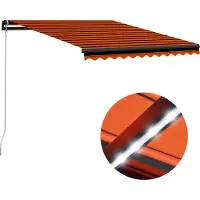 Syfax Luifel handmatig uittrekbaar met LED 350x250 cm oranje en bruin