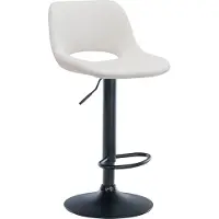 CLP Camden Barkruk - Met rugleuning - Verstelbaar - Velvet - Fluweel - zwart/creme