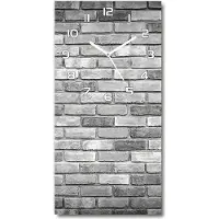Tulup Wandklok - Bakstenen muur Gekleurde Glazen Klok - 30x60 cm - Grijs Glazen Klok Met Print - Witte handen - Rechthoekige Klok - Moderne Wandklok Glas - Wandklok Glas Decoratie