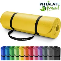 Tresko Yoga mat geel 1 cm dik, fitnessmat, pilates, aerobics