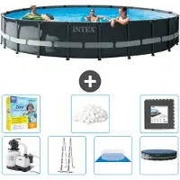 Intex Ronde Ultra XTR Frame Zwembad – 610 x 122 cm – inclusief pomp, ladder, bodemzeil, afdekking, onderhoudspakket, filterballen en bodemtegels