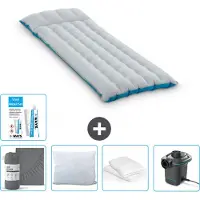 Intex Campingmat - 1-Persoons - 67 x 184 x 17 cm - Blauw - Inclusief Hoeslaken - Kussen - Pomp - Reparatieset en Kussenbeschermer