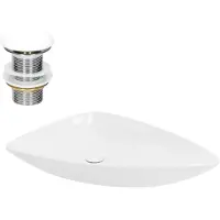 LuxeBath Wastafel incl. afvoerset zonder overloop 69x46x13 cm Wit keramiek ML-Design