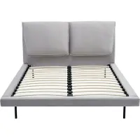 Vente-unique Bedframe fluweel grijs 160 x 200 cm IBEDIA