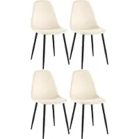 CLP Napier Set van 4 eetkamerstoelen - Modern Design - Zonder armleuning - Metalen Onderstel - Comfortabele Rugleuning - Max.150 kg - Fluweel/creme