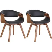 CLP Foley Set van 2 eetkamerstoelen - Met armleuning - Houten frame - eik/zwart Kunstleer