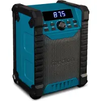 Medion E65895 Bouwplaatsradio met oplaadbare batterij (robuuste behuizing, draaggreep, Bluetooth, spatwaterdicht (IP54), FM-radio, AUX) groen