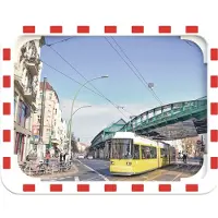 DANCOP Verkeerspiegel, afmetingen 800 x 1000 mm, kunststof, rood/wit, lengte 27 meter