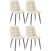 CLP Tilde Set van 4 Eetkamerstoel - Zonder armleuning - Industrieel - Fluweel/creme
