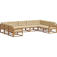 vidaXL Buiten bank set 9 st Natuurlijk en Beige