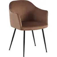 CLP Jaysie Eetkamerstoel - klassiek - met rugleuning - zwart metalen frame - velvet - fluweel - Fluweel/bruin