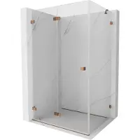 Mexen Lunar-F inklapbare douchecabine links 90 x 80 , transparant, roségoud- 836-090-080-60-00-L