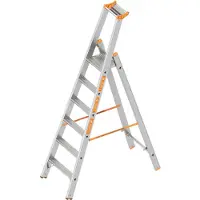 Layher Huishoudtrap Aluminium 6 Treden – Professionele Bordestrap met Werkplatform – Werkhoogte 3,4m – Lichtgewicht & Zeer Stabiel