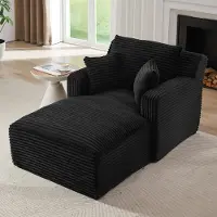 STILVORA Chaise Longue - Compact - Als Relaxstoel En Slaapsofa - Voor Woonkamer, Kantoor En Appartement - Cord Zwart