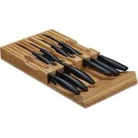 Relaxdays messenblok lade - leeg - voor 12 messen en aanzetstaal - bamboe - 4,5 x 43,5 x 23 cm