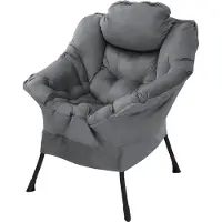ML-Design Relax fauteuil antraciet met armleuningen en dik hoofdkussen en metalen frame Loungestoel tot 120 kg ML design