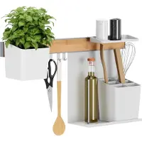 TESA Keukenorganizer Bamboe, Kunststof, Metaal Wit 16,45 x 55,75 x 33,45 cm 9 Stuks