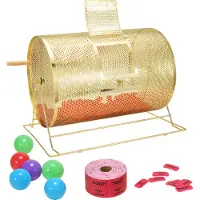 OEM VEVOR Losdrum "Glückskind" 10.000 losjes of 300 tombolakogels, professionele metalen losjes-draaikooi, loterij-draaischijf, losjesbox voor loterijspellen, goudkleurig