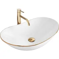 REA Royal Gold Edge Opzetwastafel Wit En Goud 62x36 cm