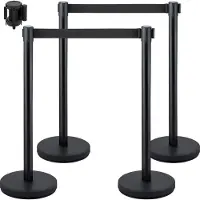Vevor Barrières voor Menigtecontrole 90 cm Wachtrijlijn Touw 4-Delige Set Touw Barrière Stanchion Wachtrij Demenigte Verdelen Het Beheersen Mensenmassa's Worden Toegepast in Theaters Openbare Plaatsen