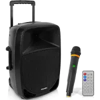 Pyle Bluetooth Luidspreker - 1200 W Draagbare Speaker - 30 cm Subwoofer - LED Batterij Indicatorlampjes met Ingebouwde Oplaadbare Batterij - MP3, USB, SD-Kaartlezer - Draadloze Microfoon