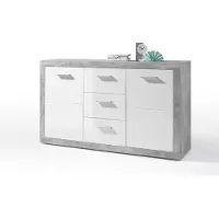 Emob Dressoir Inga 147 cm met 2 deuren & 3 lades - beton/wit