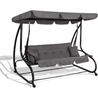 Springos Schommelbank Linda-Schommel 4-zits Waterafstotend 2 Kussens Verstelbare Luifel 241 x 120 x 162 cm Grijs