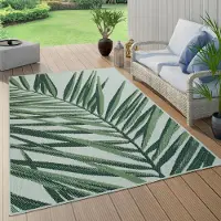 Paco Home Buiten Vloerkleed Voor Buiten Balkon Palm Jungle Patroon Bloemen Boho Groen 80x150 cm