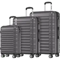 TRVLMORE Kofferset - 3 Delig - Complete Set - 38L Handbagage + 70L en 110L Ruimbagage - Donkergrijs