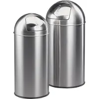 Axentia afvalbak set van 2 Keukenafvalemmer, afvalscheidingssysteem 38 liter en 28 liter met hygiënische duwklepbak gemaakt van roestvrij staal / zink - Prullenbak