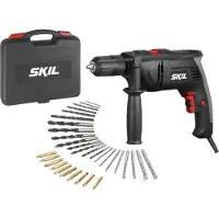 Skil Klopboormachine 850W - Boormachine voor Hout, Staal & Metselwerk - Boorcacpaciteit Tot 40mm - Klopboormachines - Met Diepteaanslag & Zijhandgreep - Inclusief Koffer & Schroefbitset - 1021 AD