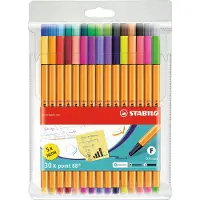 Stabilo point 88 - Fineliner 0,4 mm - 30 Stuks Etui - Met 25 Standaard + 5 Neon Kleuren