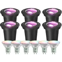 LEDVION Set van 6 LED Grondspot Buiten IP67 4.9W 230V 345Lm GU10 RGB rond
