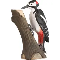 Wildlife Garden Decobirds Met De Hand Gesneden Vogel Specht - Houten beeldjes Massief Hout Black - WG451