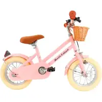 Bandits and Angels Kinderfiets 12 inch Retro Rider roze vanaf 3 jaar - Metalen Kinder Fiets voor Meisjes - Inclusief Stuurmand - Verstelbaar zadel en stuur - 12 inch Luchtbanden