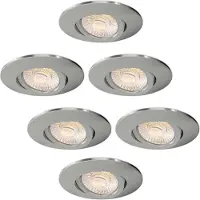 LEDVION - 6x LED Inbouwspot - Nikkel - 3W - CCT 2200K-4000K - Ø86mm - Dimbaar - RVS - IP65