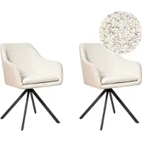 Beliani LITHIA - Set van 2 stoelen - Lichtbeige - Bouclé