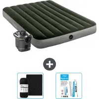 Intex Luchtbed - Twijfelaar - 137 x 191 x 25 cm - Groen - Inclusief pomp - Hoeslaken en Reparatieset