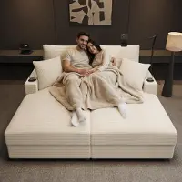 STILVORA Slaapbank - Extragroot Design - Met Relaxfunctie & USB-aansluiting - Voor Woonkamer en Slaapkamer - Corduroy Beige