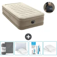 Intex Luchtbed - 1-Persoons - 99 x 191 x 46 cm - Beige - Inclusief pomp - Hoeslaken - Kussen - Reparatieset en Kussenbeschermer