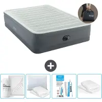 Intex Luchtbed - 2-Persoons - 152 x 203 x 46 cm - Grijs - Inclusief pomp - Hoeslaken - Kussen - Reparatieset en Kussenbeschermer